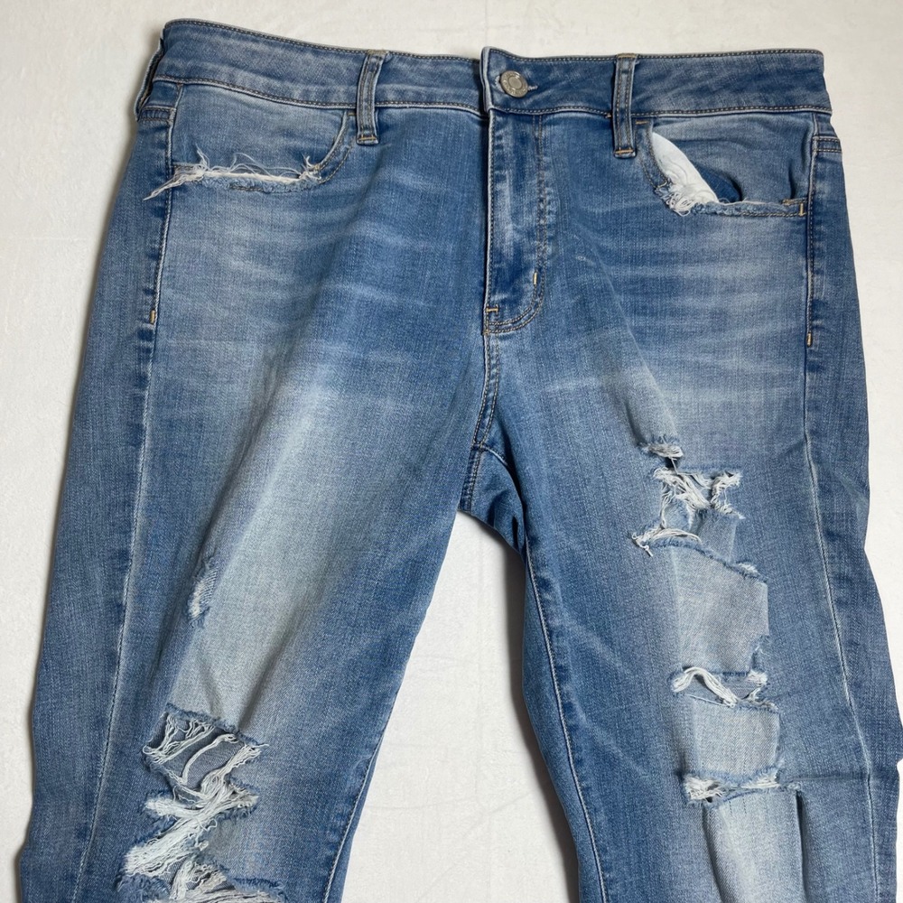 American Eagle Outfitters Light Blue Distressed Women's Jeggings - Picture 9 of 14